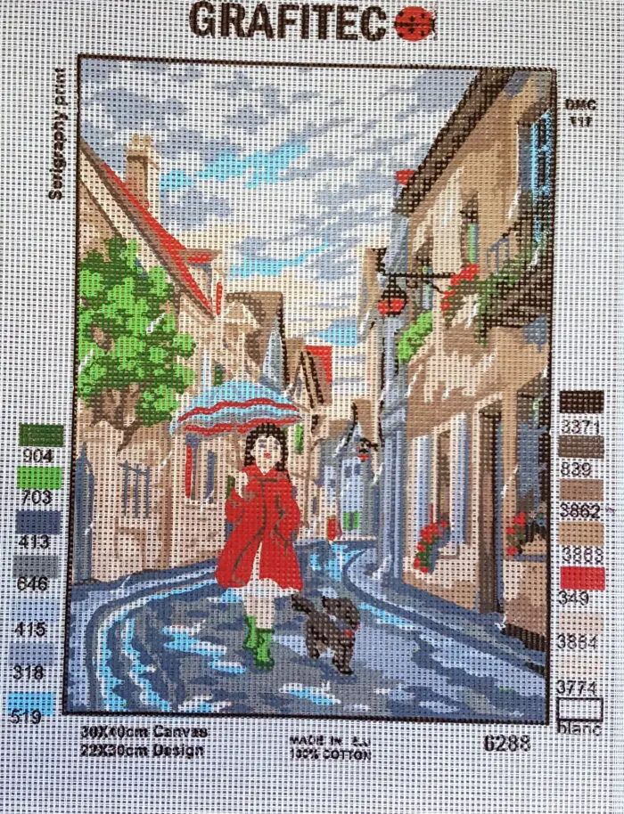 Kanwa z nadrukiem SPACER W DESZCZU (6288)