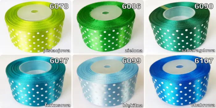 Wstążka SATYNOWA w KROPKI 38mm NA METRY