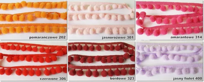 TAŚMA z POMPONAMI 2 cm - na metry