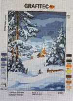 Kanwa z nadrukiem KRAJOBRAZ ZIMA (6302)