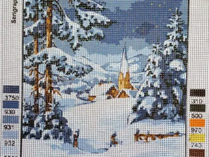 Kanwa z nadrukiem KRAJOBRAZ ZIMA (6302)