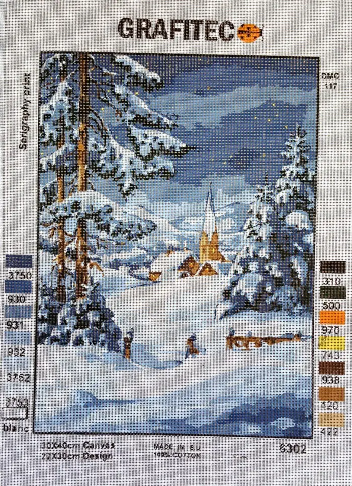 Kanwa z nadrukiem KRAJOBRAZ ZIMA (6302)