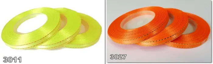 Wstążka SATYNOWA ze ZŁOTYM BRZEGIEM 6mm NA METRY