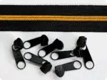 ZAMEK, TAŚMA SUWAKOWA CZARNO ŻÓŁTO-ZŁOTA 5 mm + 1 suwak