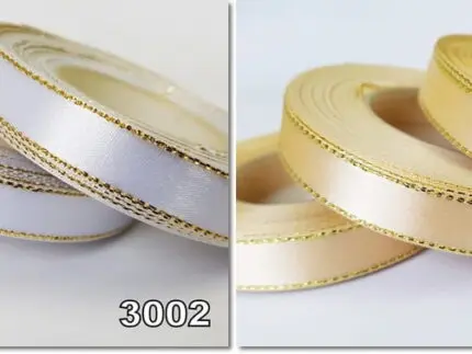 Wstążka SATYNOWA ze ZŁOTYM BRZEGIEM 12mm NA METRY