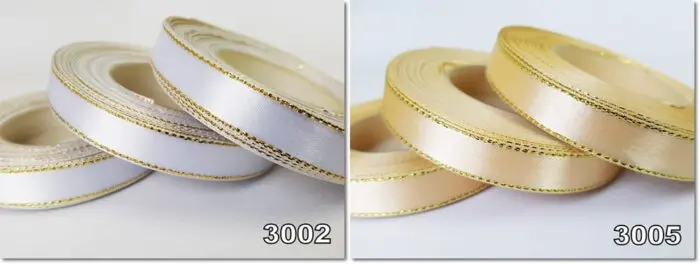 Wstążka SATYNOWA ze ZŁOTYM BRZEGIEM 12mm NA METRY