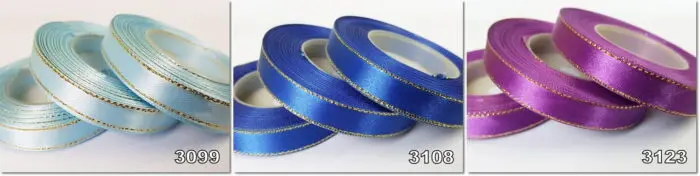 Wstążka SATYNOWA ze ZŁOTYM BRZEGIEM 12mm NA METRY