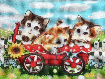 Kanwa z nadrukiem KOTKI (6307)