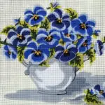 Kanwa z nadrukiem KWIATY BRATKI (6194)