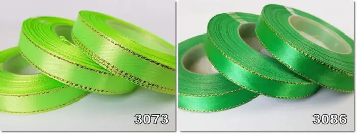 Wstążka SATYNOWA ze ZŁOTYM BRZEGIEM 12mm NA METRY