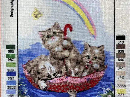 Kanwa z nadrukiem KOTKI (6305)