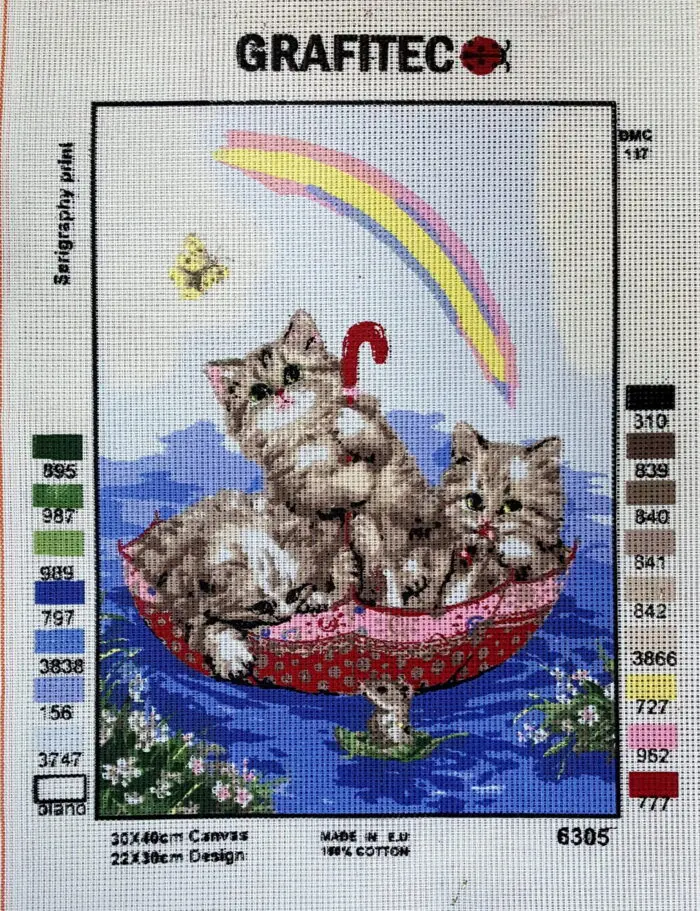 Kanwa z nadrukiem KOTKI (6305)