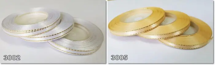 Wstążka SATYNOWA ze ZŁOTYM BRZEGIEM 6mm NA METRY