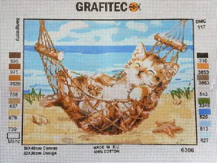 Kanwa z nadrukiem KOCIE WAKACJE (6306)