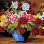 Kanwa z nadrukiem KWIATY (6117)