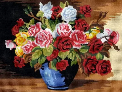 Kanwa z nadrukiem KWIATY (6117)