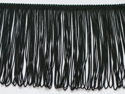 Frędzle wiskozowe ELASTYCZNE 15cm czarne - 0,5m