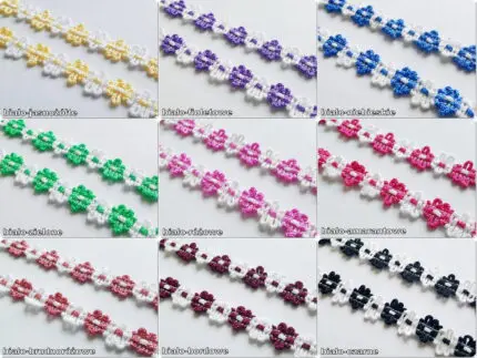 TAŚMA OZDOBNA KWIATKI Z DZIANINY 11 mm RÓŻNE KOLORY