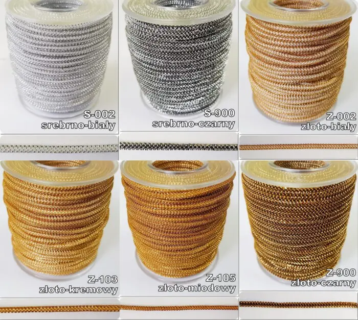 Sznurek metalizowany PERLA 3mm na metry