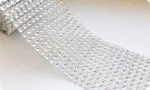 TAŚMA OZDOBNA SREBRNA szer.  6 cm, imitacja cyrkonii