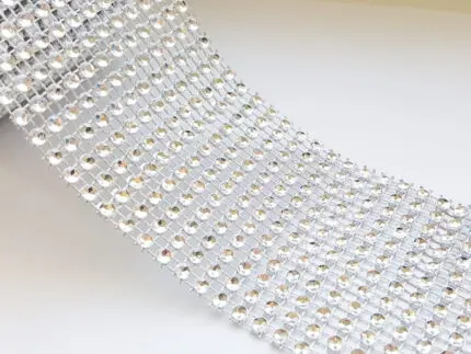 TAŚMA OZDOBNA SREBRNA szer.  6 cm, imitacja cyrkonii