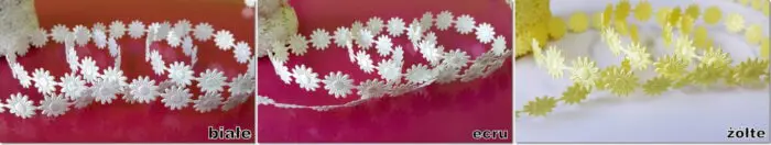 TAŚMA, KWIATKI ATŁASOWE MARGARETKI