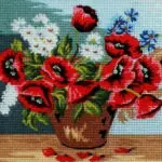 Kanwa z nadrukiem KWIATY - MAKI (6116)