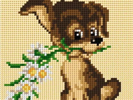 Kanwa z nadrukiem  15x15 PIESEK (1010)