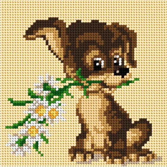 kanwa-z-nadrukiem-15x15-piesek-1010 Kanwa z nadrukiem 15x15 PIESEK (1010)