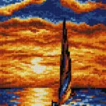 Kanwa z nadrukiem 18x24 ZACHÓD SŁOŃCA NAD MORZEM