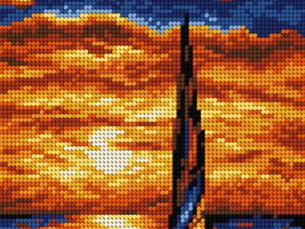 Kanwa z nadrukiem 18x24 ZACHÓD SŁOŃCA NAD MORZEM