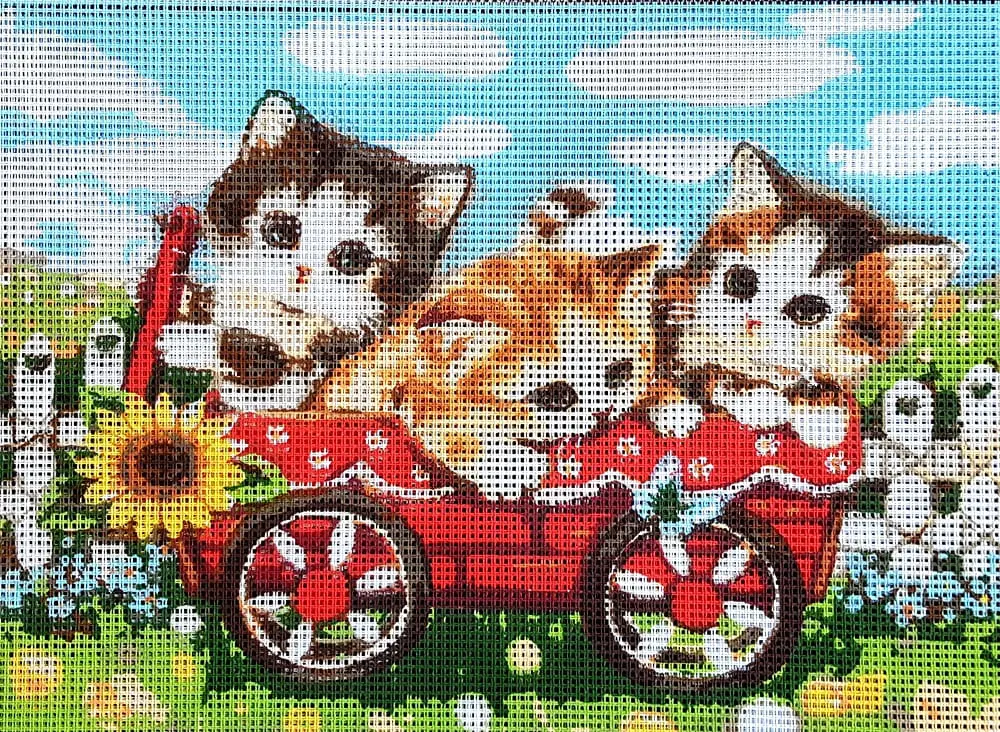 kanwa-z-nadrukiem-kotki-6307-1 Kanwa z nadrukiem KOTKI (6307)