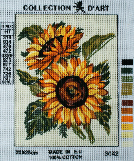kanwa-z-nadrukiem-sloneczniki-3042 Kanwa z nadrukiem SŁONECZNIKI (3042)