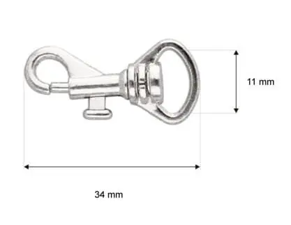 Karabińczyk metalowy 11x34mm SREBRNY (2)