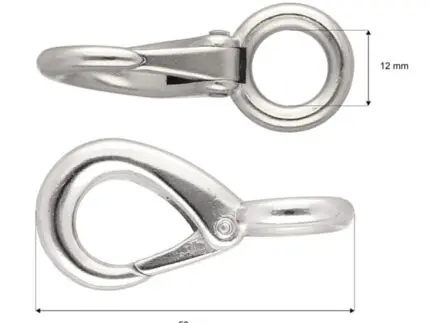 Karabińczyk metalowy 12x50mm SREBRNY