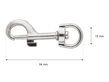 Karabińczyk metalowy 12x54mm SREBRNY