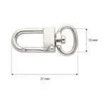 Karabińczyk metalowy 13x37mm SREBRNY