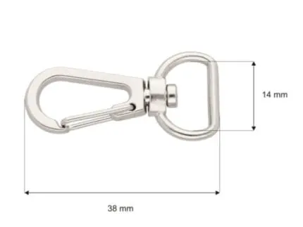 Karabińczyk metalowy 13x37mm SREBRNY