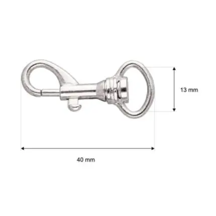 Karabińczyk metalowy 13x40mm SREBRNY