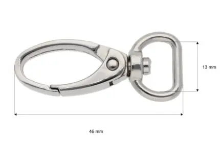 Karabińczyk metalowy 13x46mm SREBRNY