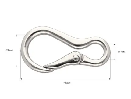 Karabińczyk metalowy 14x79mm SREBRNY