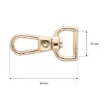 Karabińczyk metalowy 15x40mm ZŁOTY