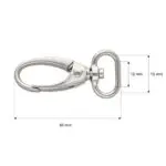 Karabińczyk metalowy 15x45mm SREBRNY MAT