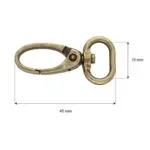 Karabińczyk metalowy 15x45mm STARE ZŁOTO