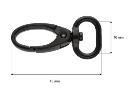 Karabińczyk metalowy 16x45mm CZARNY MAT (17)