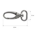 Karabińczyk metalowy 16x46mm CZARNY NIKIEL