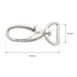 Karabińczyk metalowy 16x46mm SREBRNY