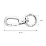 Karabińczyk metalowy 16x56mm SREBRNY