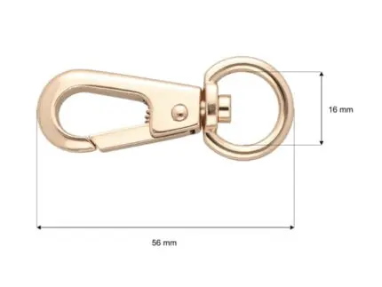 Karabińczyk metalowy 16x56mm ZŁOTY