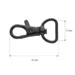 Karabińczyk metalowy 17x41mm (rybka) CZARNY MAT